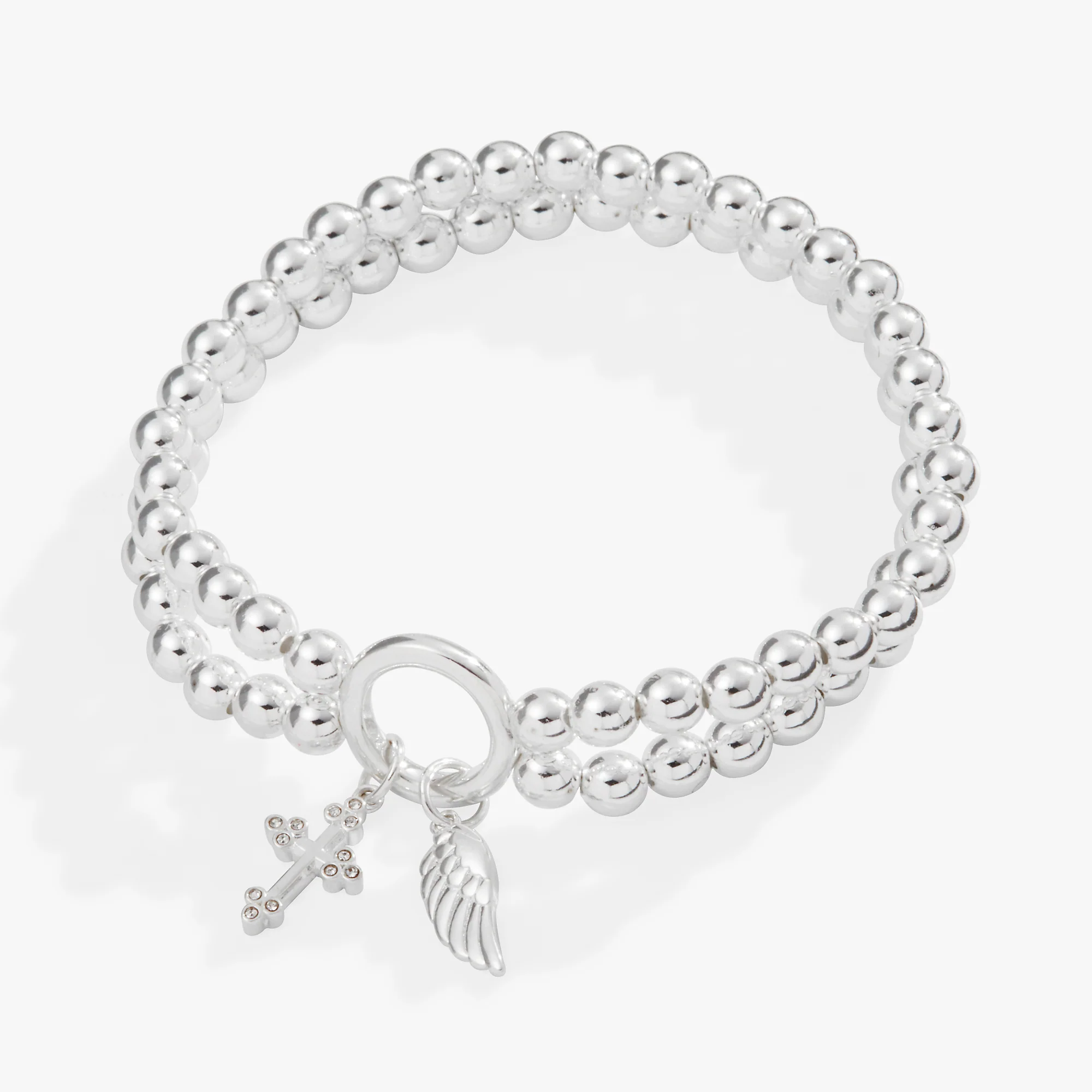 Image of Cross + Wing Double Stretch Bracelet