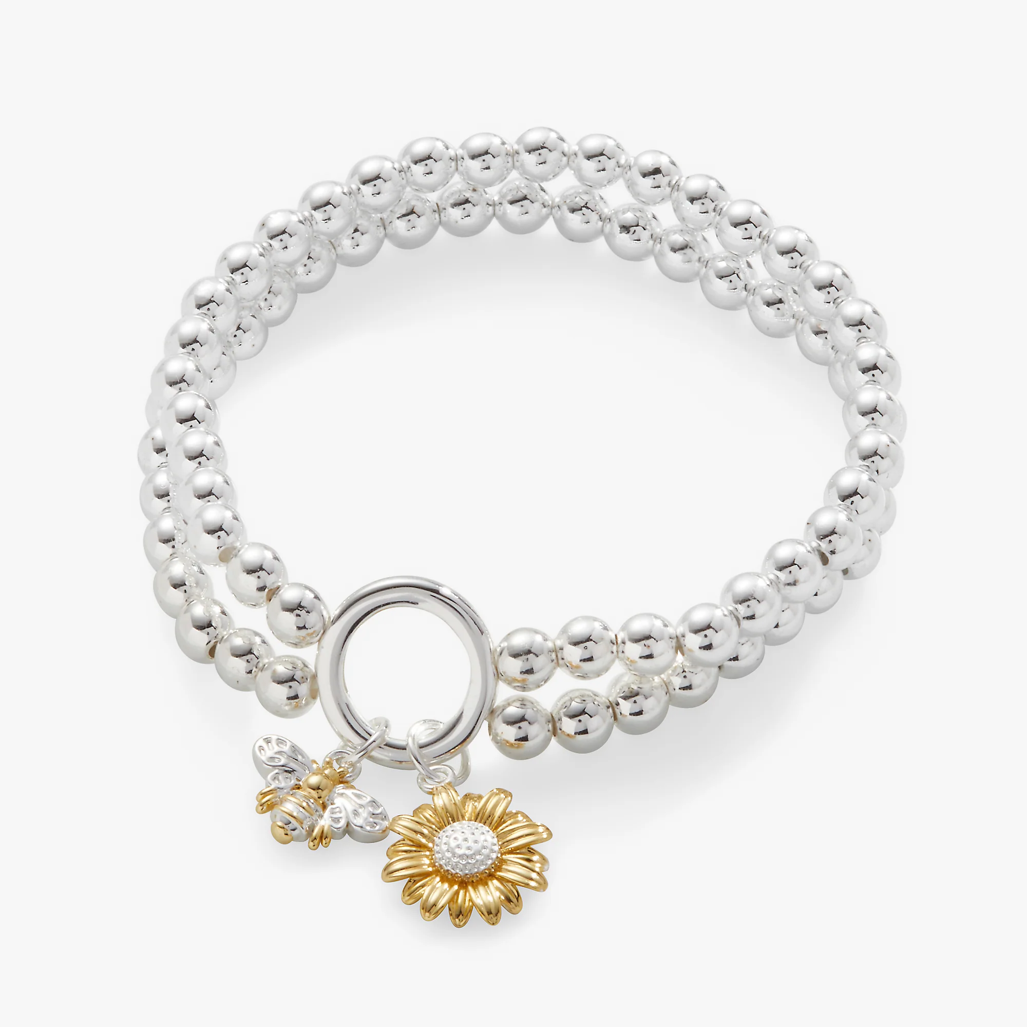 Image of Sunflower + Bee Double Stretch Bracelet