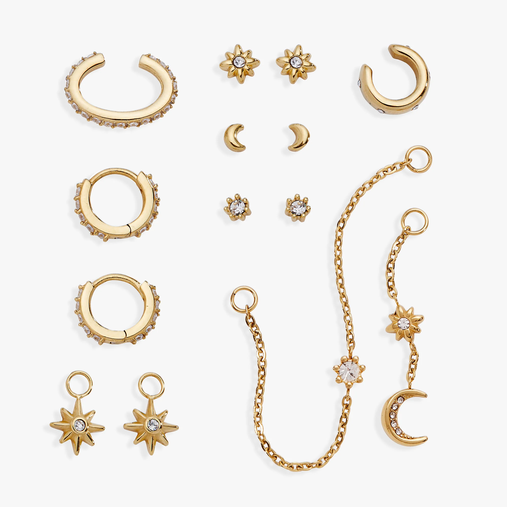 Image of Celestial Stackable 9 Piece Earring Set