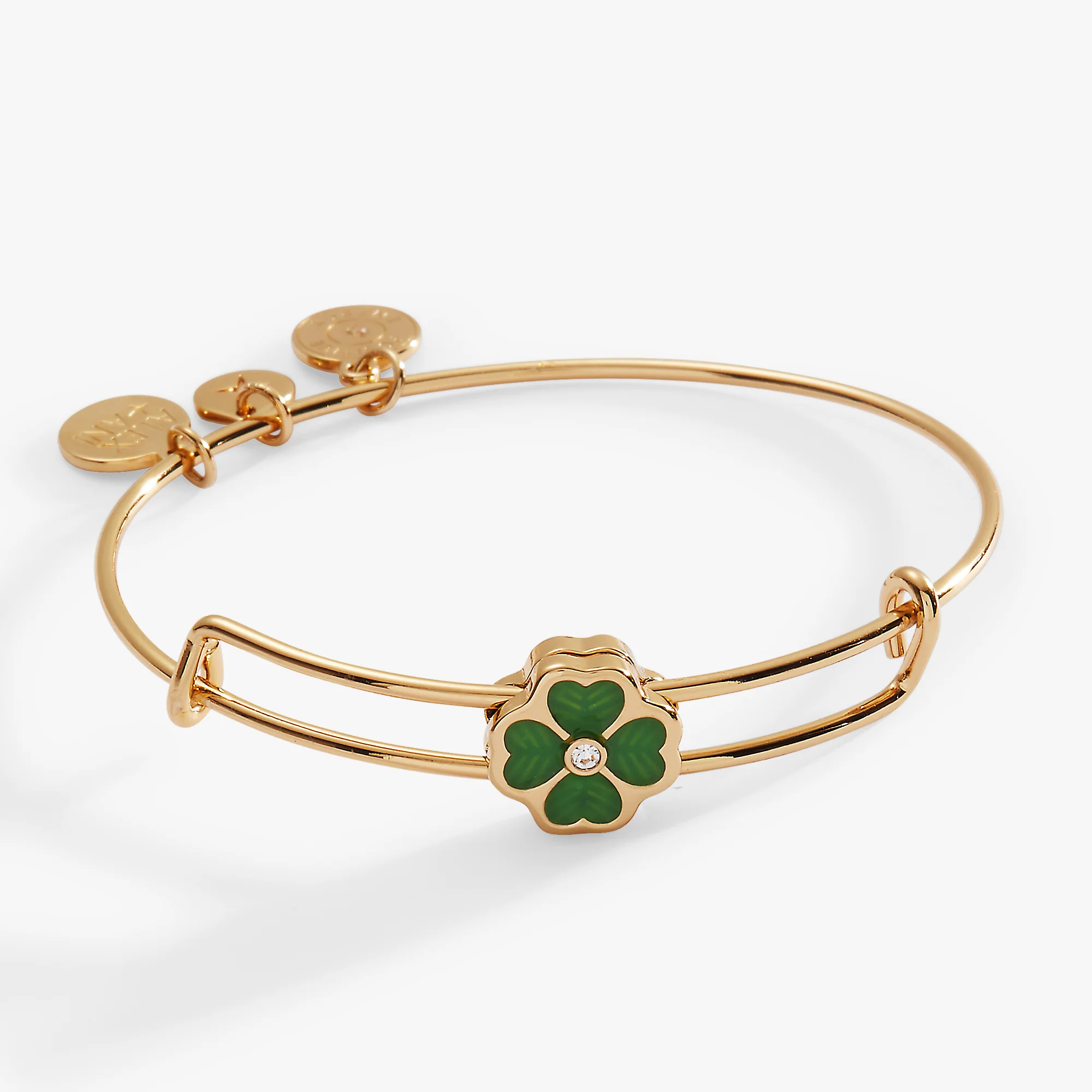 Image of Four-Leaf Clover Slider Charm Bangle