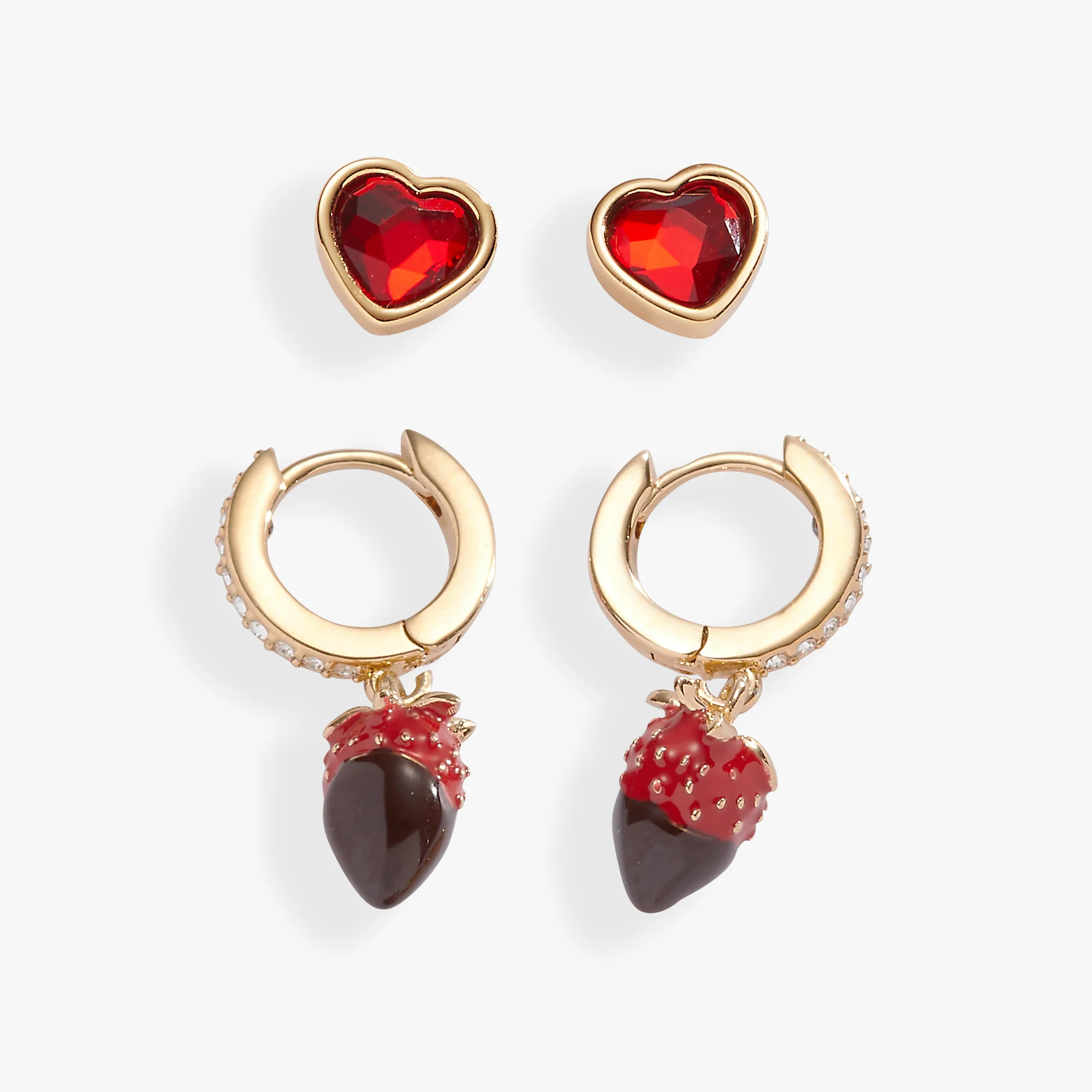Image of Chocolate-Covered Strawberry Earrings, Set of 2