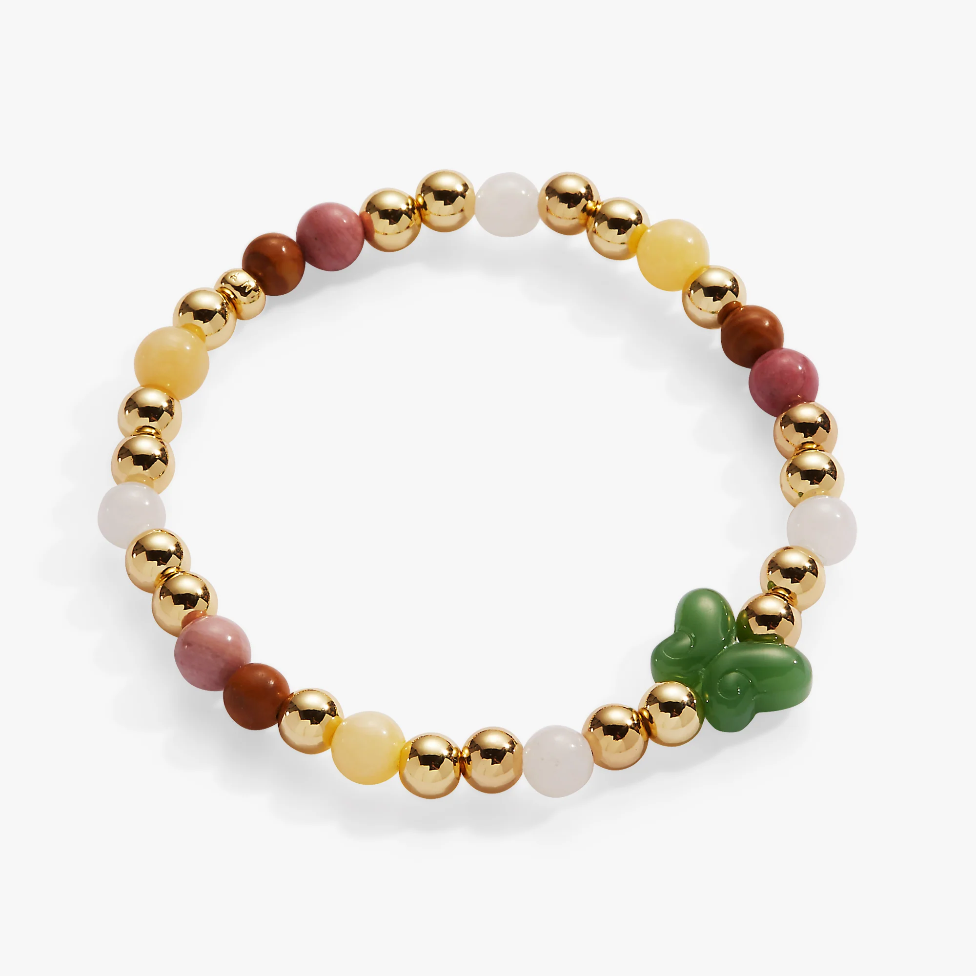 Image of Carved Butterfly Healing Stone Stretch Bracelet