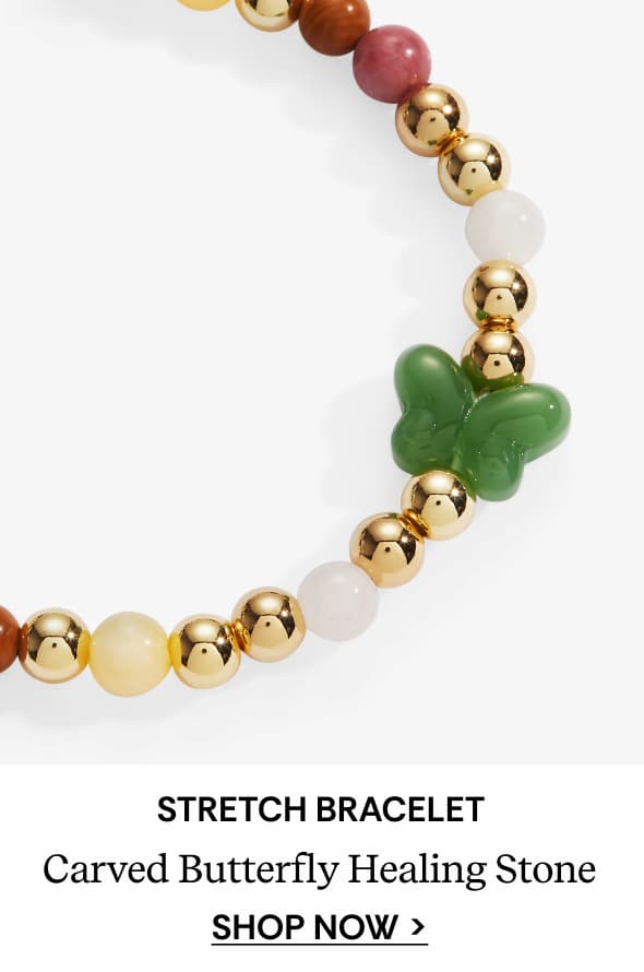 Carved Butterfly Healing Stone Stretch Bracelet | SHOP NOW