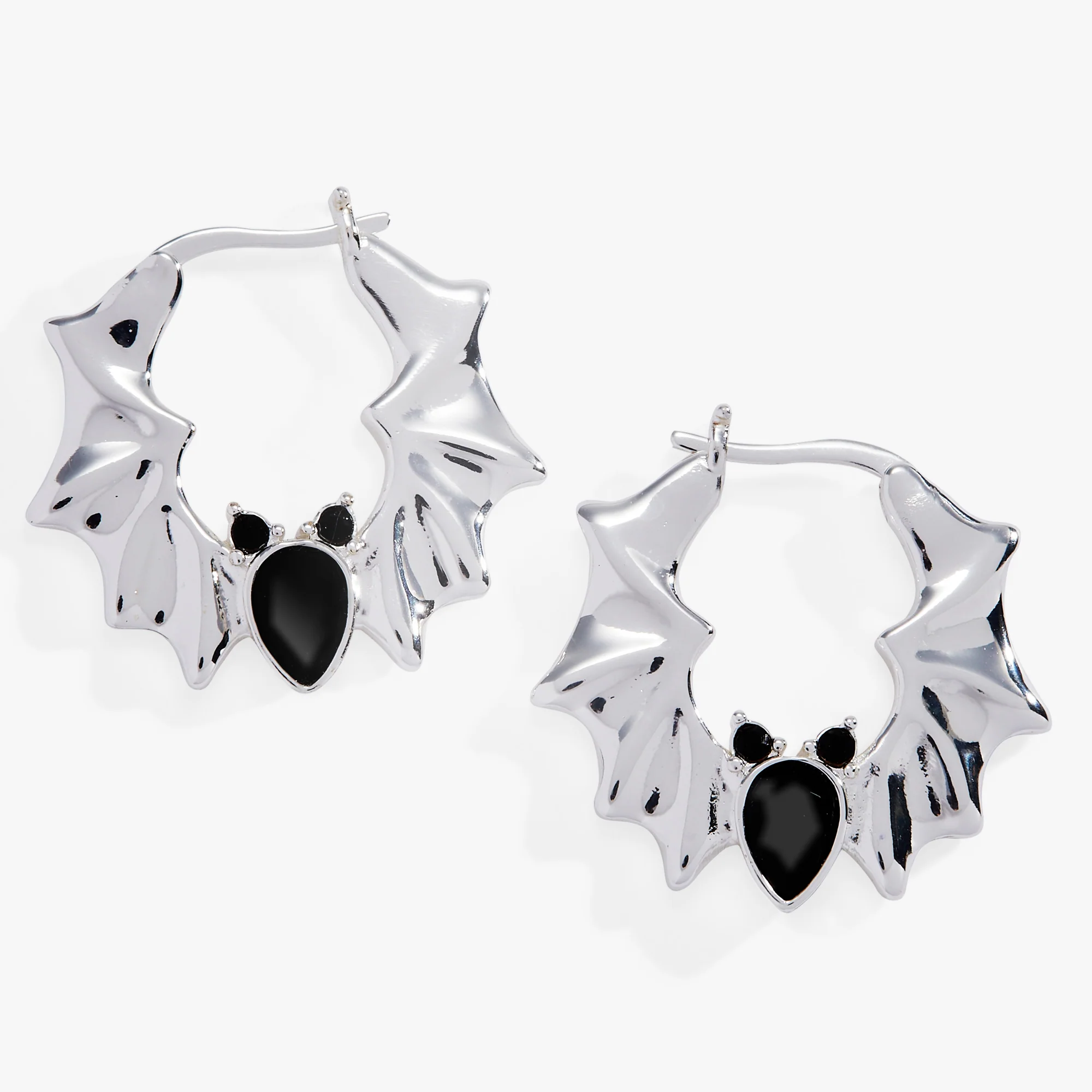 Image of Crystal Bat Hoop Earrings