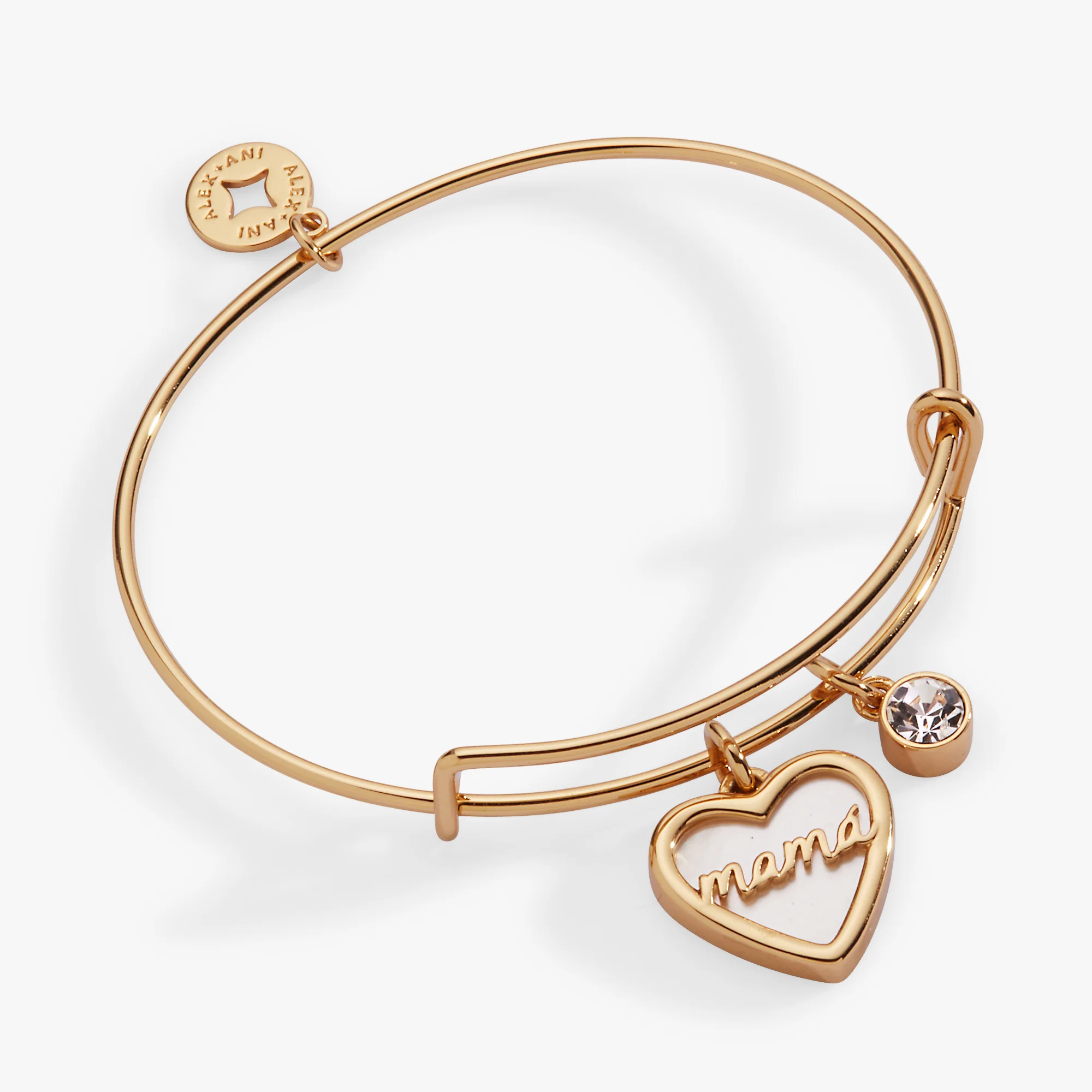 Image of Mamá Mother of Pearl Heart Charm Bangle