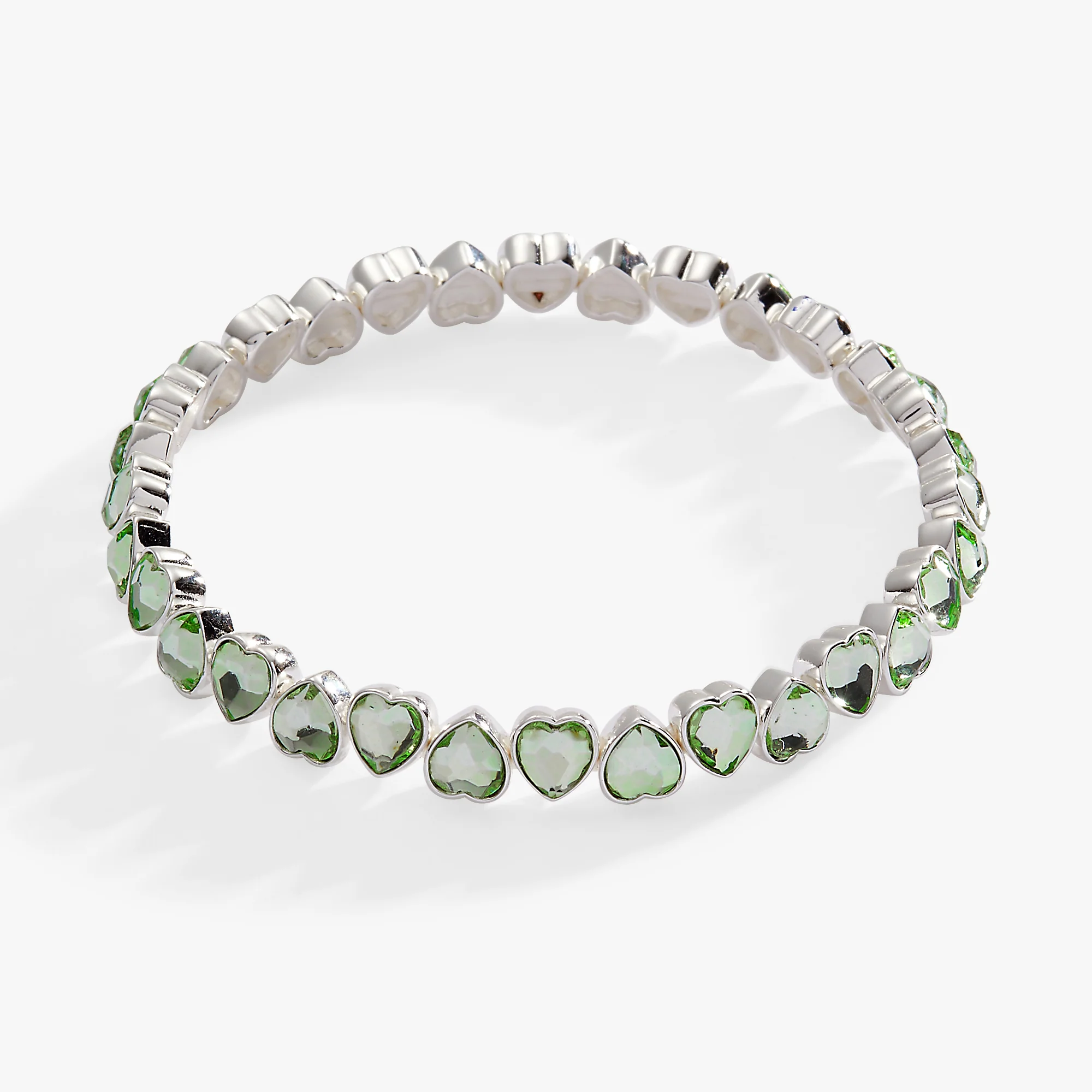 Image of Green Crystal Heart Stretch Bracelet