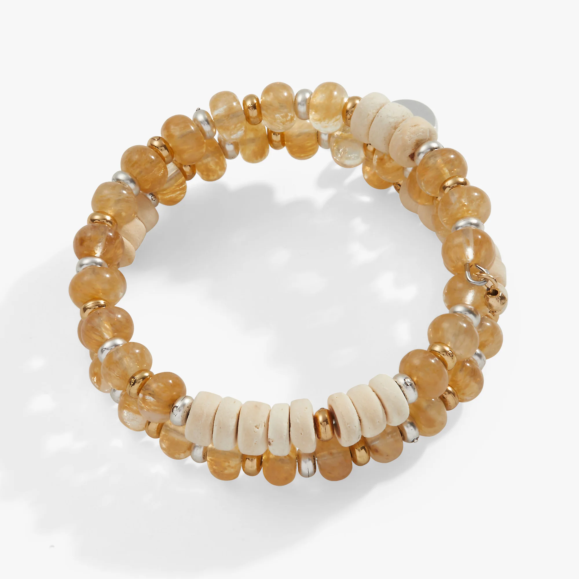 Image of Rutilated Quartz + Wood Beaded Wrap Bracelet