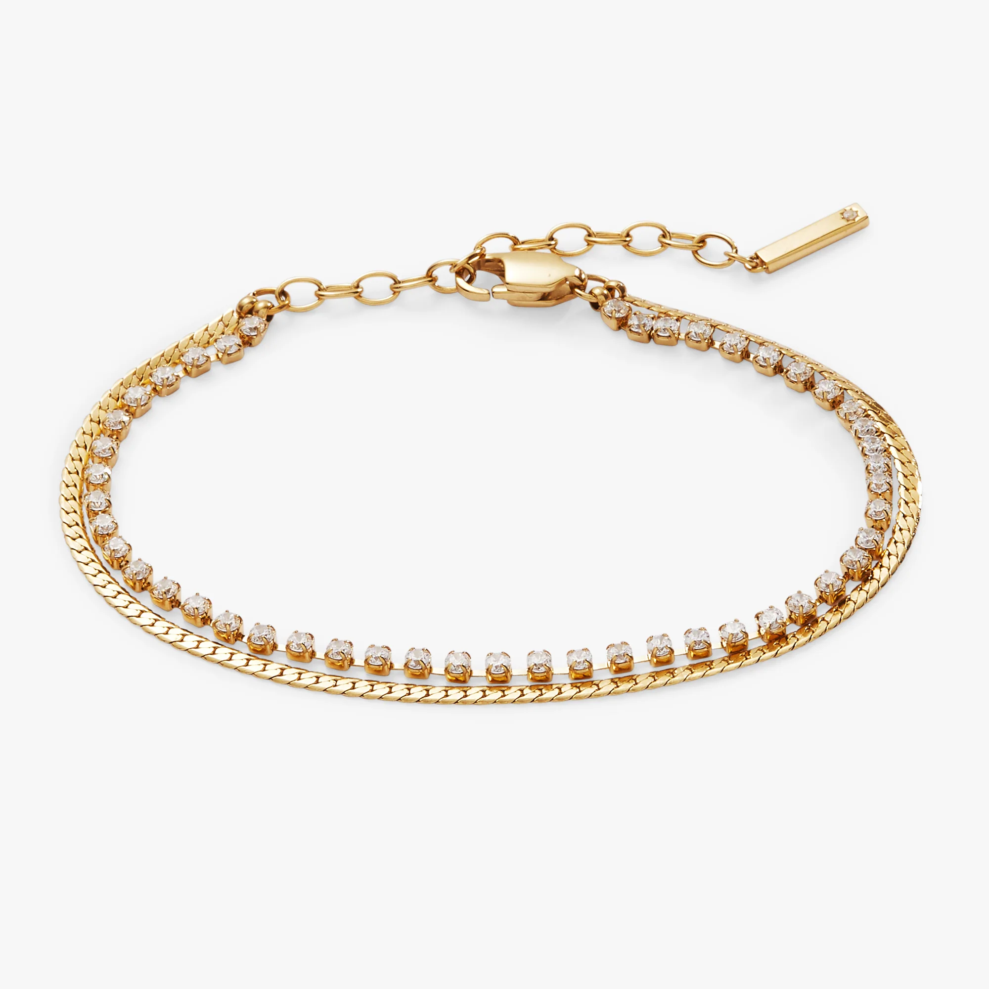 Image of Double Strand Crystal Tennis Chain Bracelet