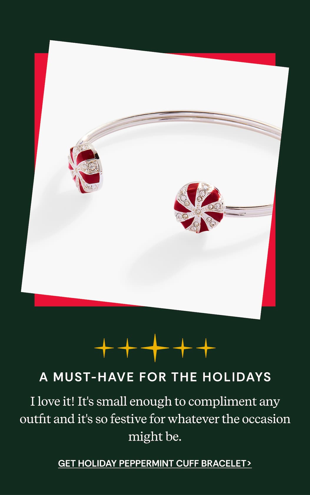 A must-have for the holidays | Holiday Peppermint Cuff Bracelet