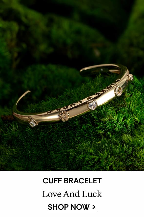 Love and Luck Domed Open Cuff Bracelet