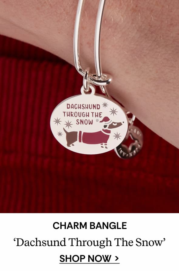 Shop 'Dachsund Through The Snow' Dog Charm Bangle