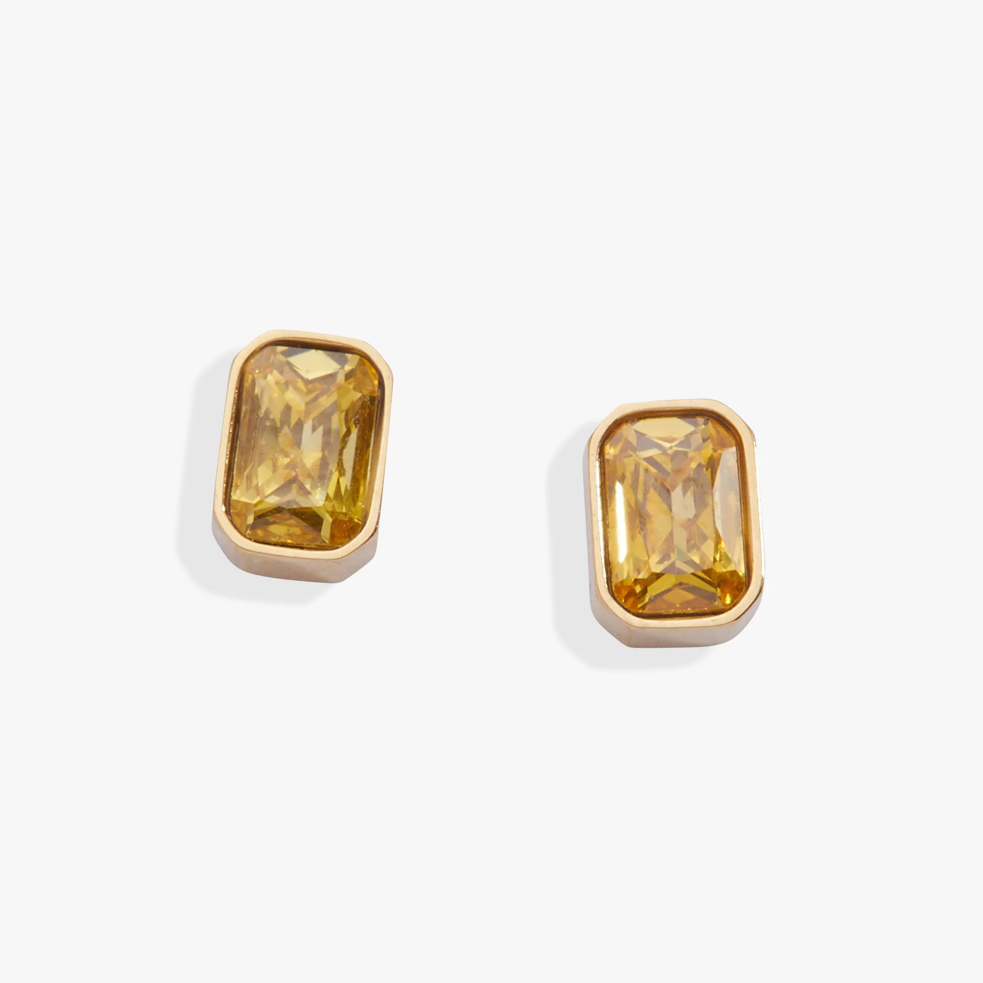 Image of November Emerald-Cut Birthstone Stud Earrings