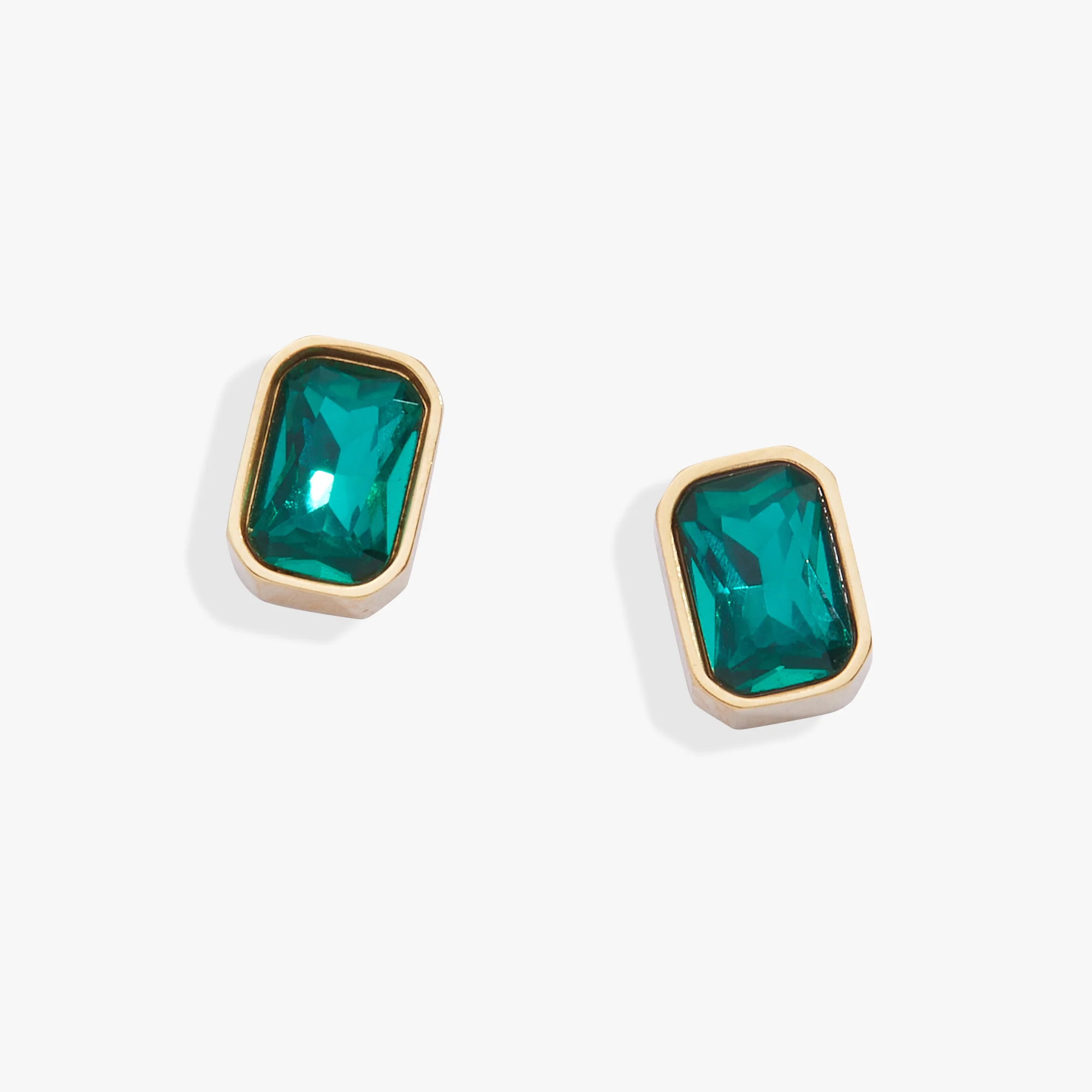 Image of December Emerald-Cut Birthstone Stud Earrings