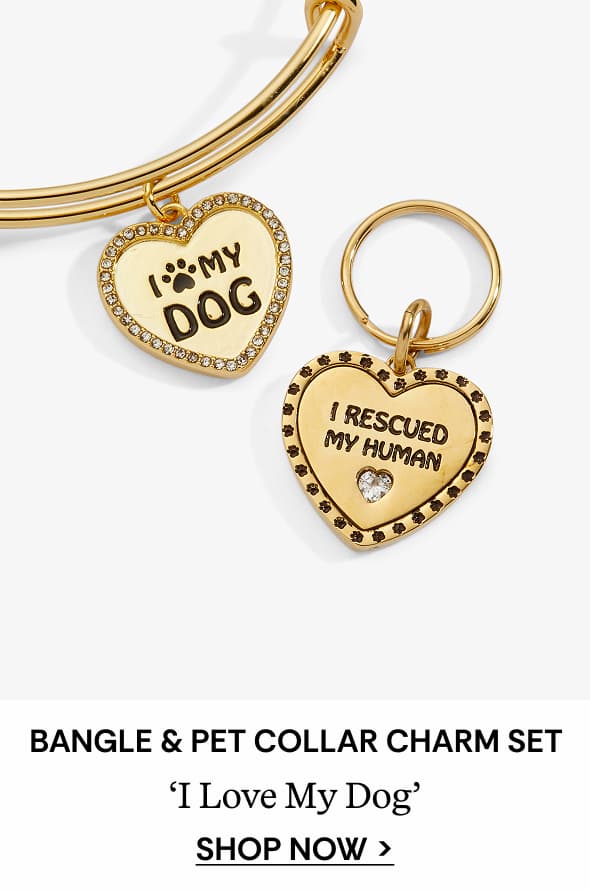 Shop 'I Love My Dog' Bangle & Pet Collar Charm Set of 2
