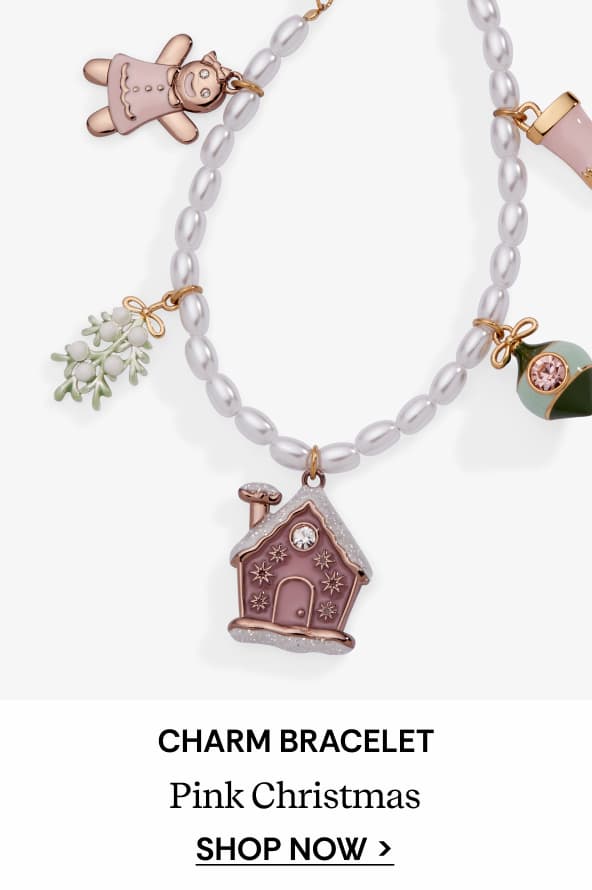 Shop Pink Christmas Beaded Charm Bracelet