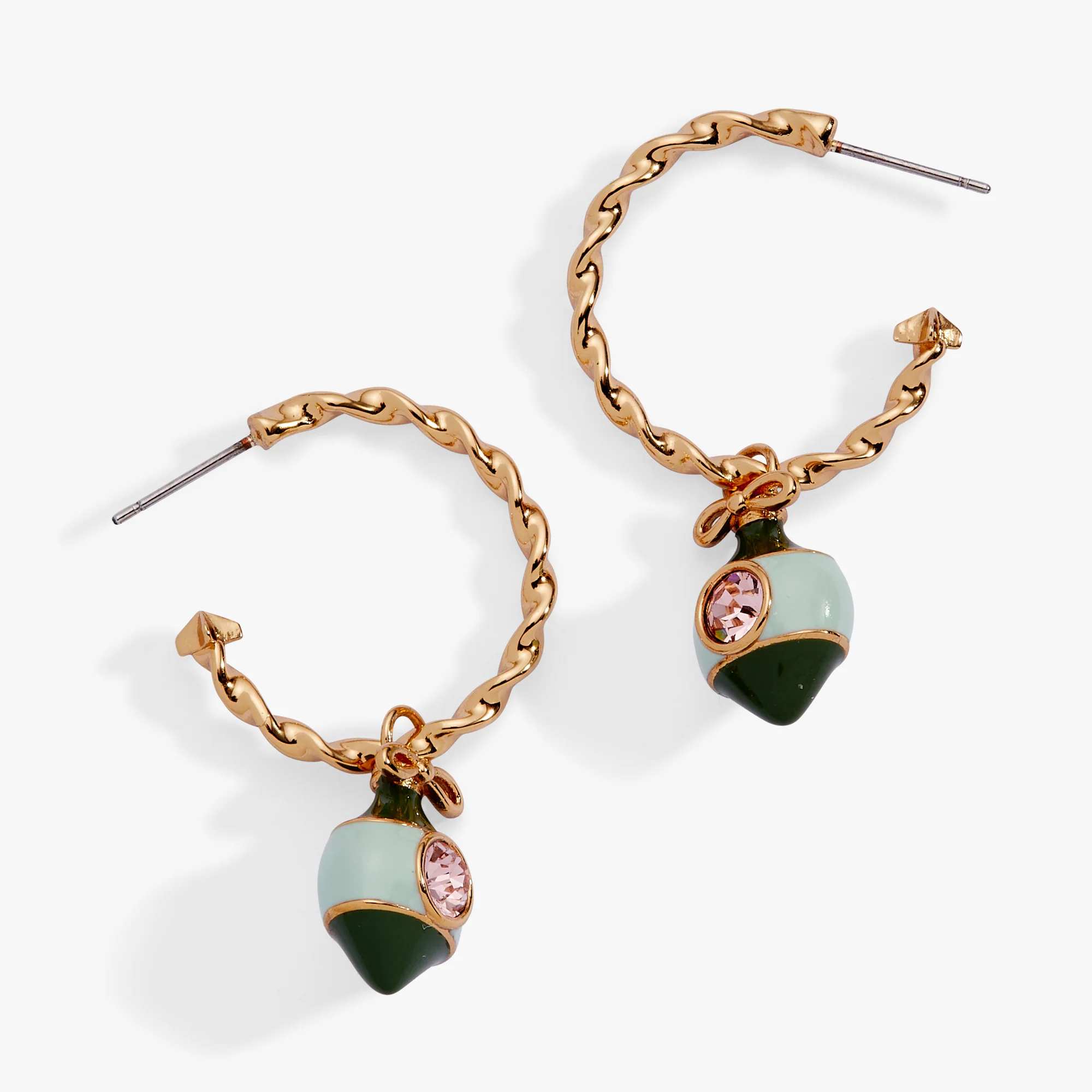 Image of Crystal Bow & Ornament Twisted Hoop Earrings