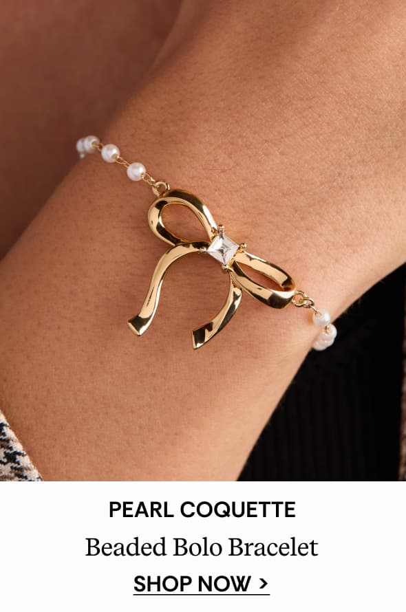 Bow Pearl Coquette Beaded Bolo Bracelet | Shop Now