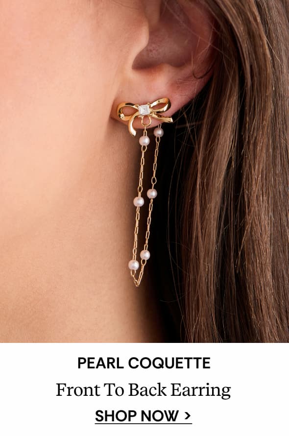 Bow Pearl Coquette Front to Back Chain Earrings | Shop Now