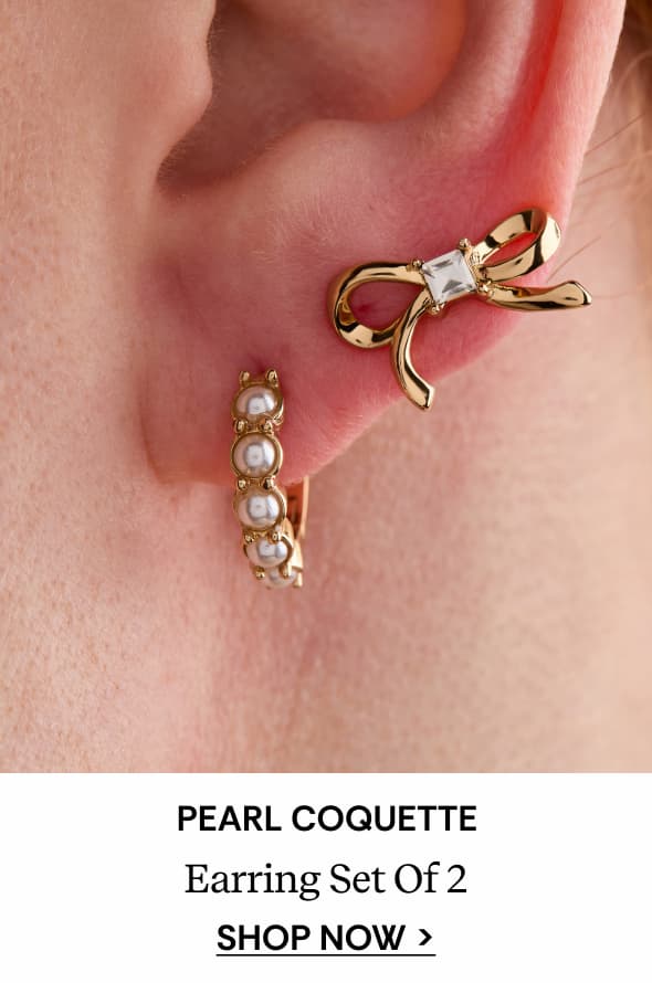 Bow Studs and Pearl Hoop Coquette Earring Set of 2 | Shop Now