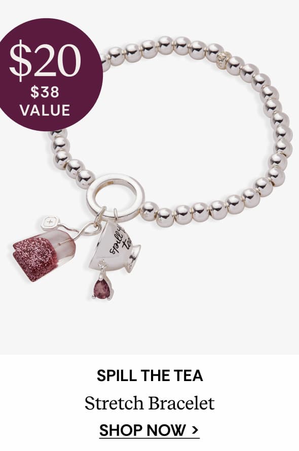 'Spill the Tea' Cup & Tea Bag Stretch Bracelet | Shop Now