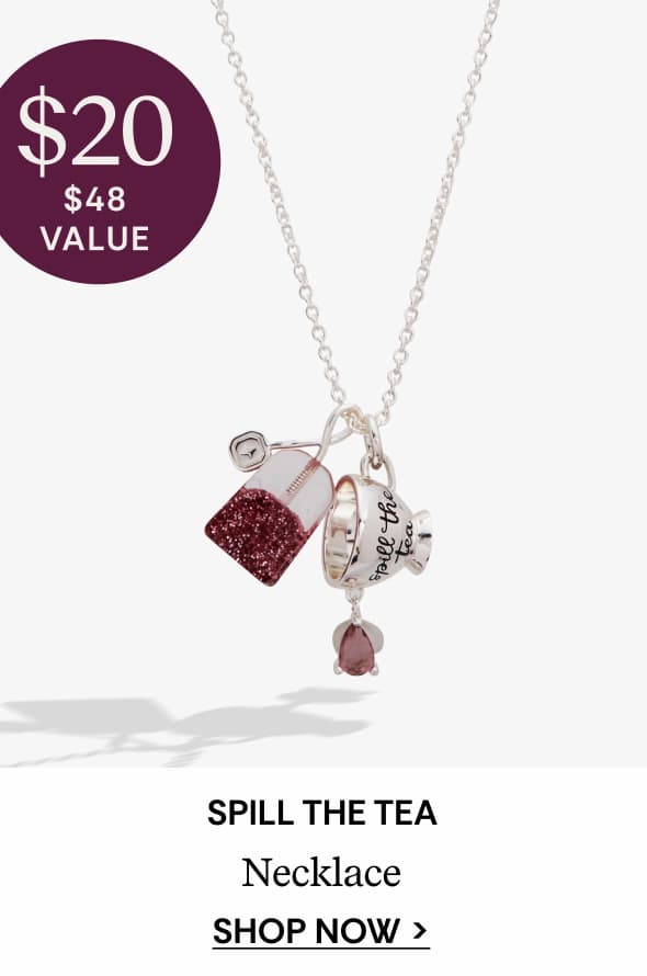 'Spill the Tea' Cup & Tea Bag Charm Pendant Necklace | Shop Now
