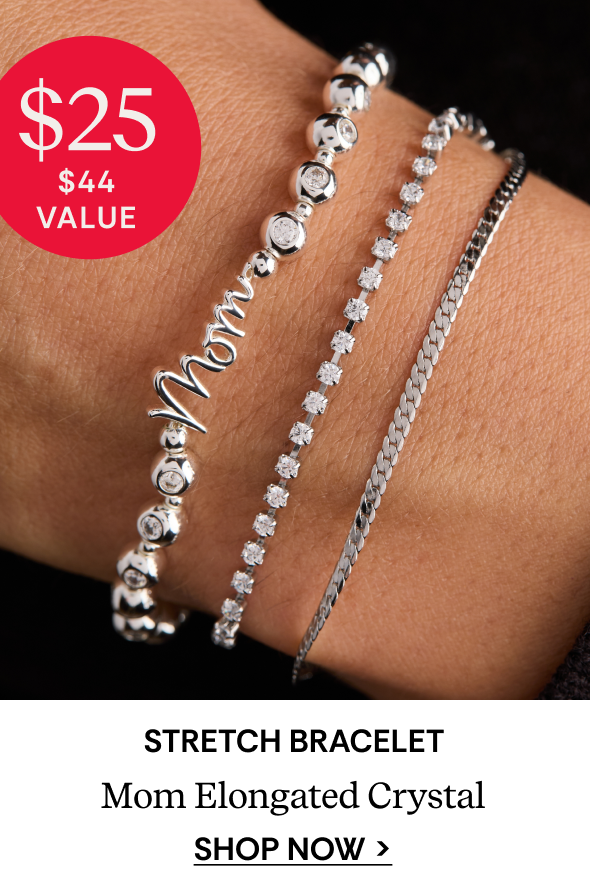 Mom Elongated Crystal Stretch Bracelet