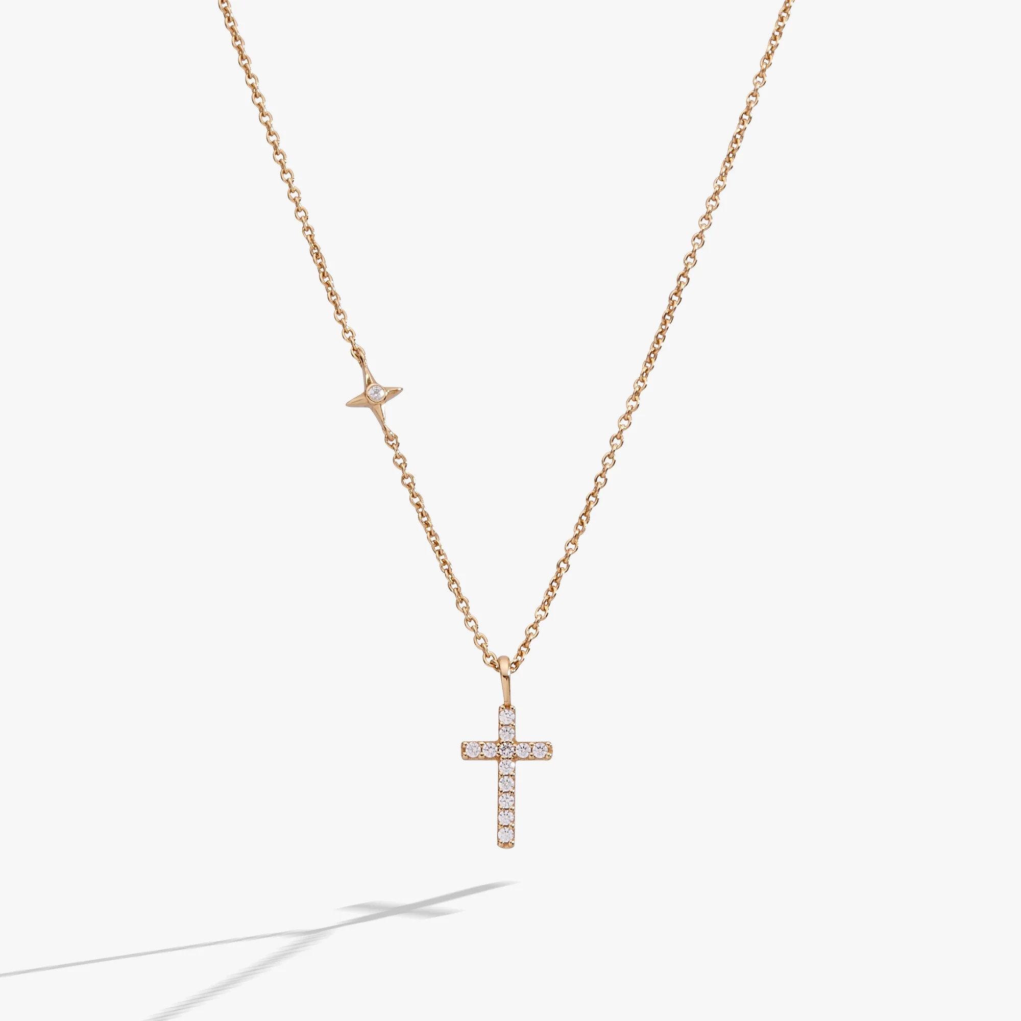 Image of Delicate Pave Cross Pendant Necklace