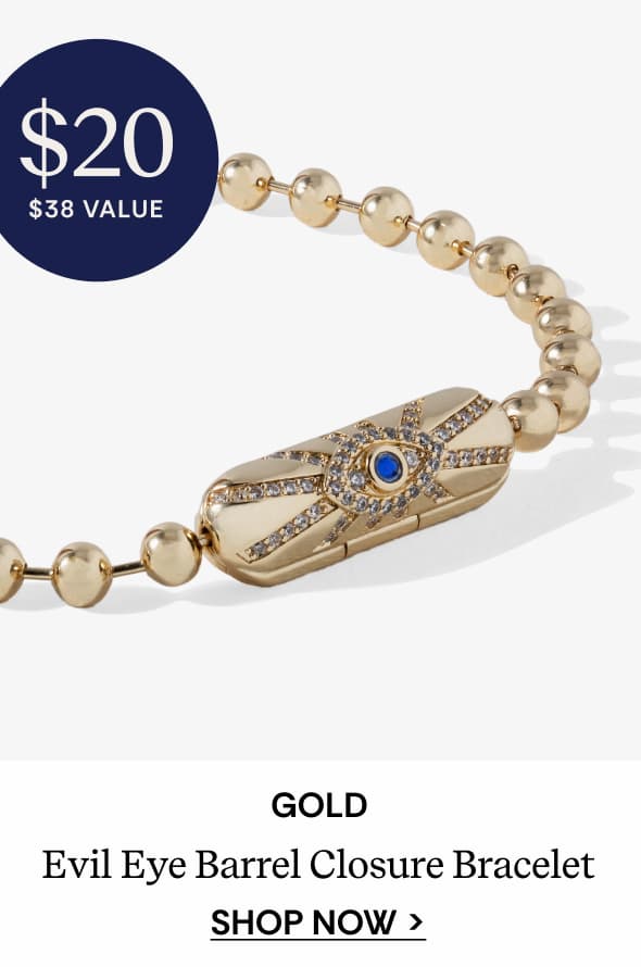 Shop Evil Eye Barrel Closure Bracelet in Gold