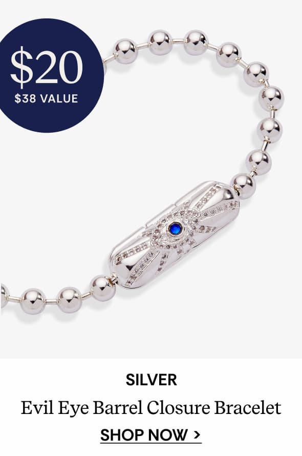 Shop Evil Eye Barrel Closure Bracelet in Silver