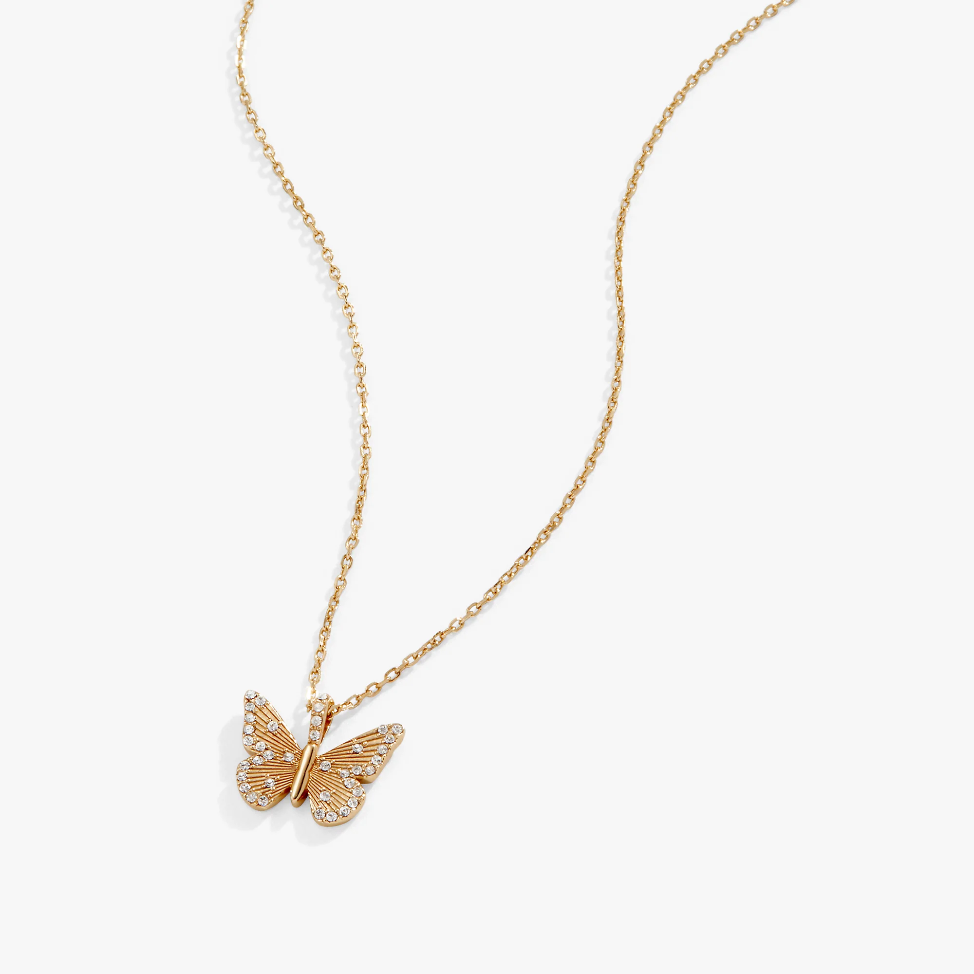 Image of Butterfly + Crystal Necklace, Adjustable