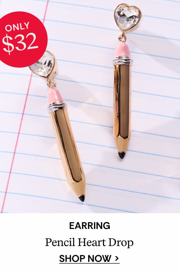 Pencil Heart Drop Earrings