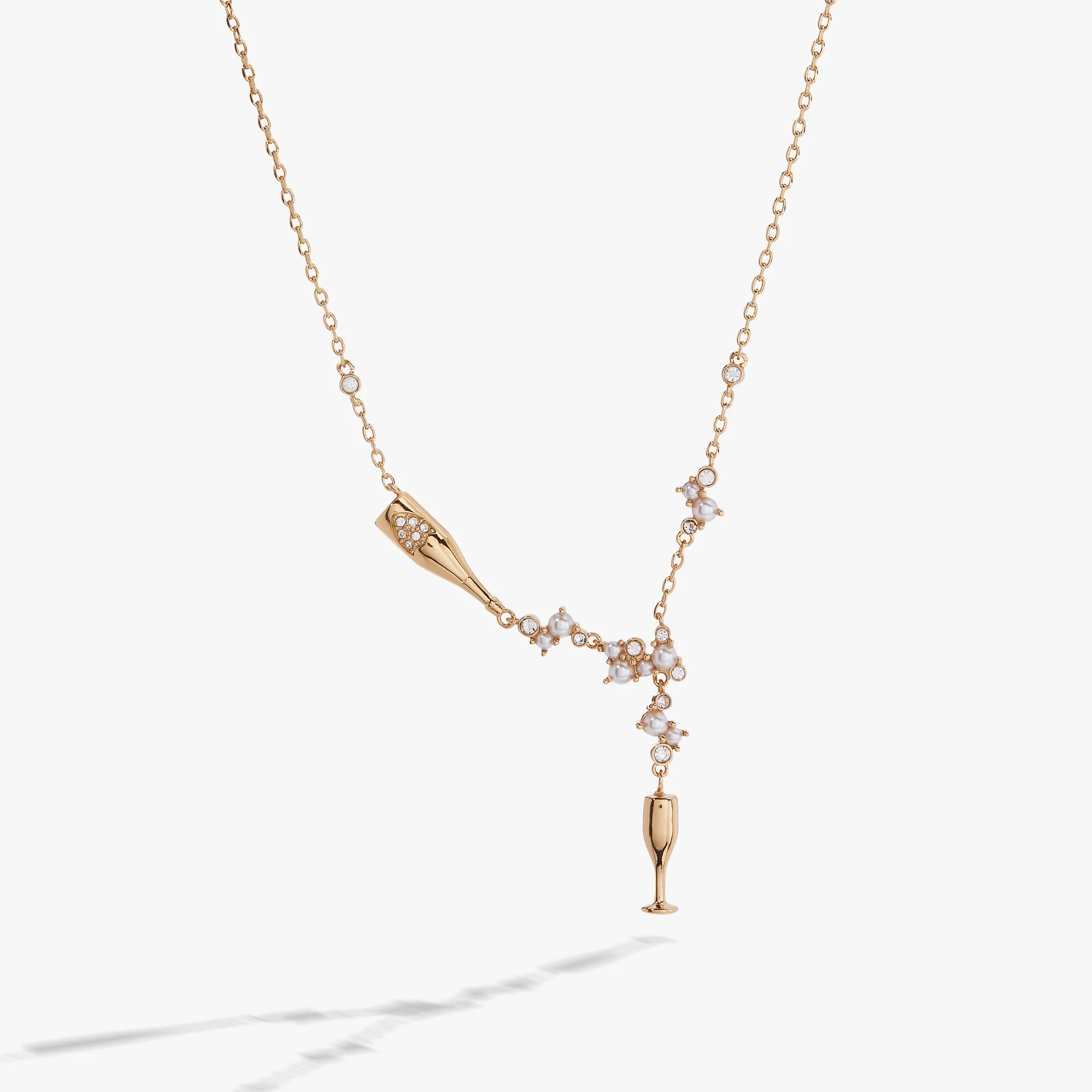 Image of Champagne Pearl & Crystal Pendant Necklace