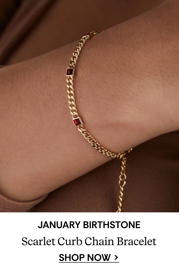 January Birthstone Scarlet Curb Chain Bracelet