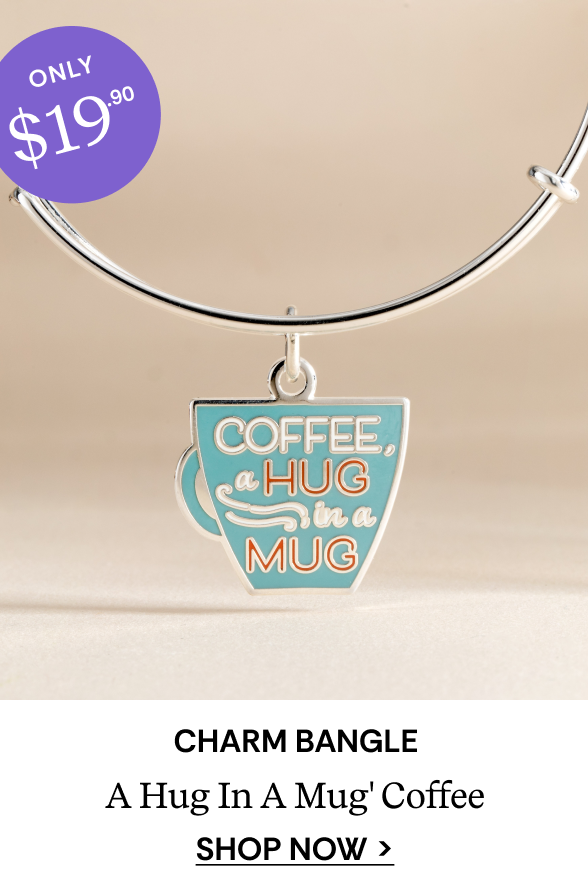 'A Hug In A Mug' Coffee Charm Bangle