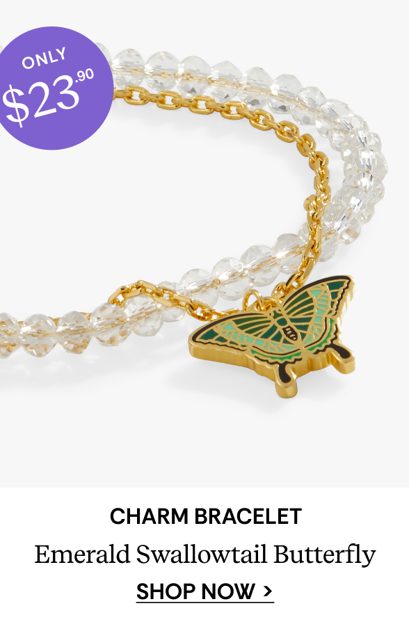 Emerald Swallowtail Butterfly Charm Bracelet