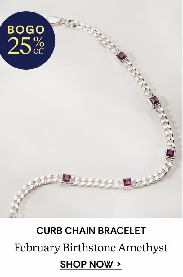 Shop February Birthstone Amethyst Curb Chain Bracelet