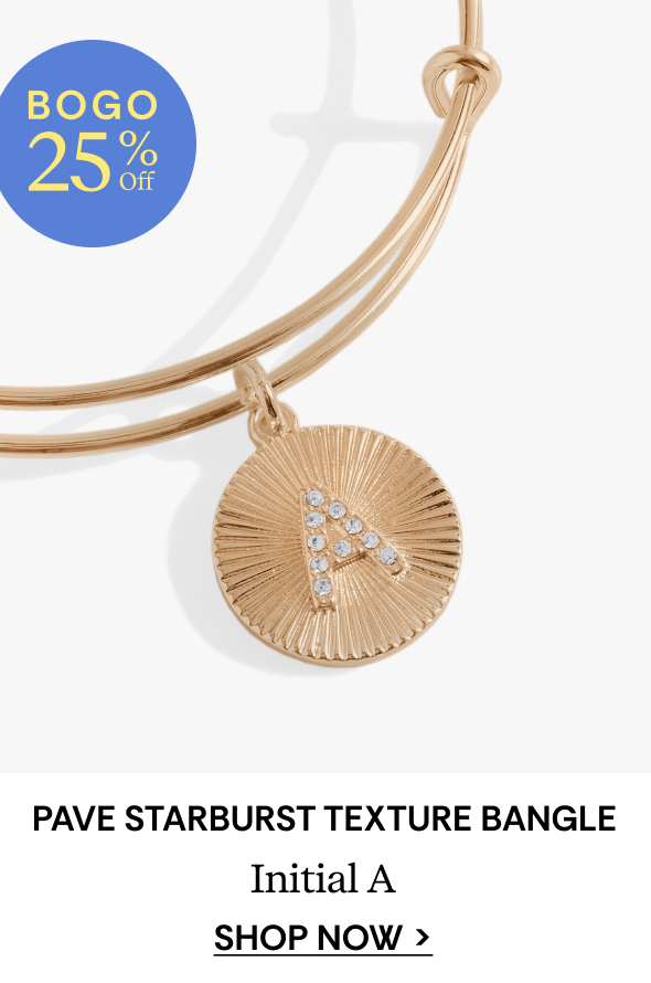 Shop Initial A Pave Starburst Texture Bangle