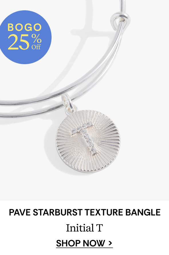 Shop Initial T Pave Starburst Texture Bangle
