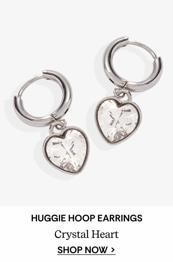 Shop Crystal Heart Huggie Hoop Earrings