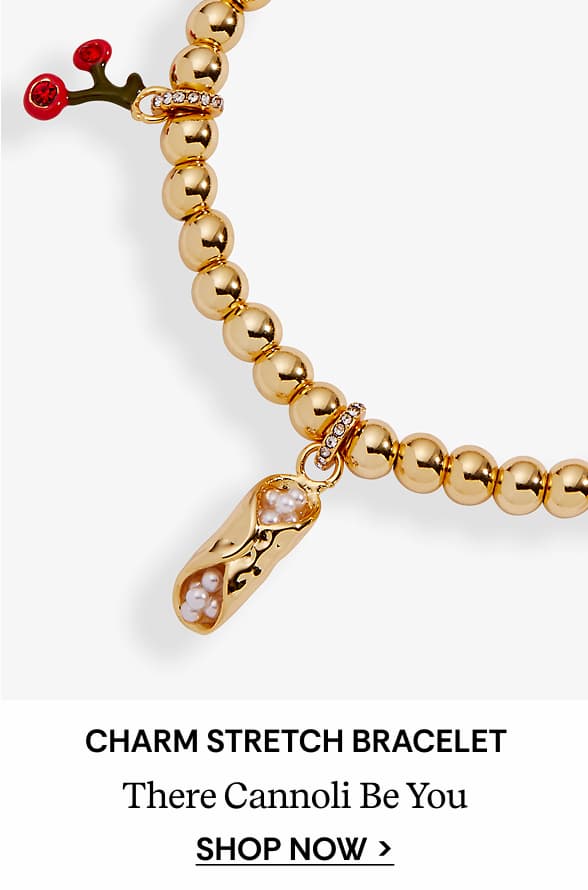 Shop 'There Cannoli Be You' Bow & Heart Beaded Charm Stretch Bracelet