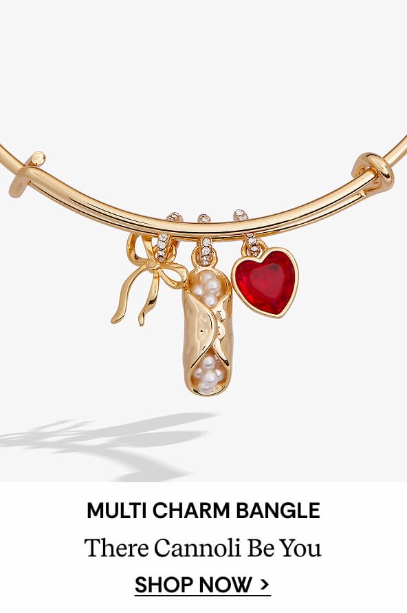 Shop 'There Cannoli Be You' Bow & Heart Multi Charm Bangle