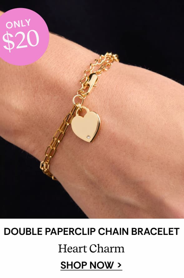Shop Heart Charm Double Paperclip Chain Bracelet