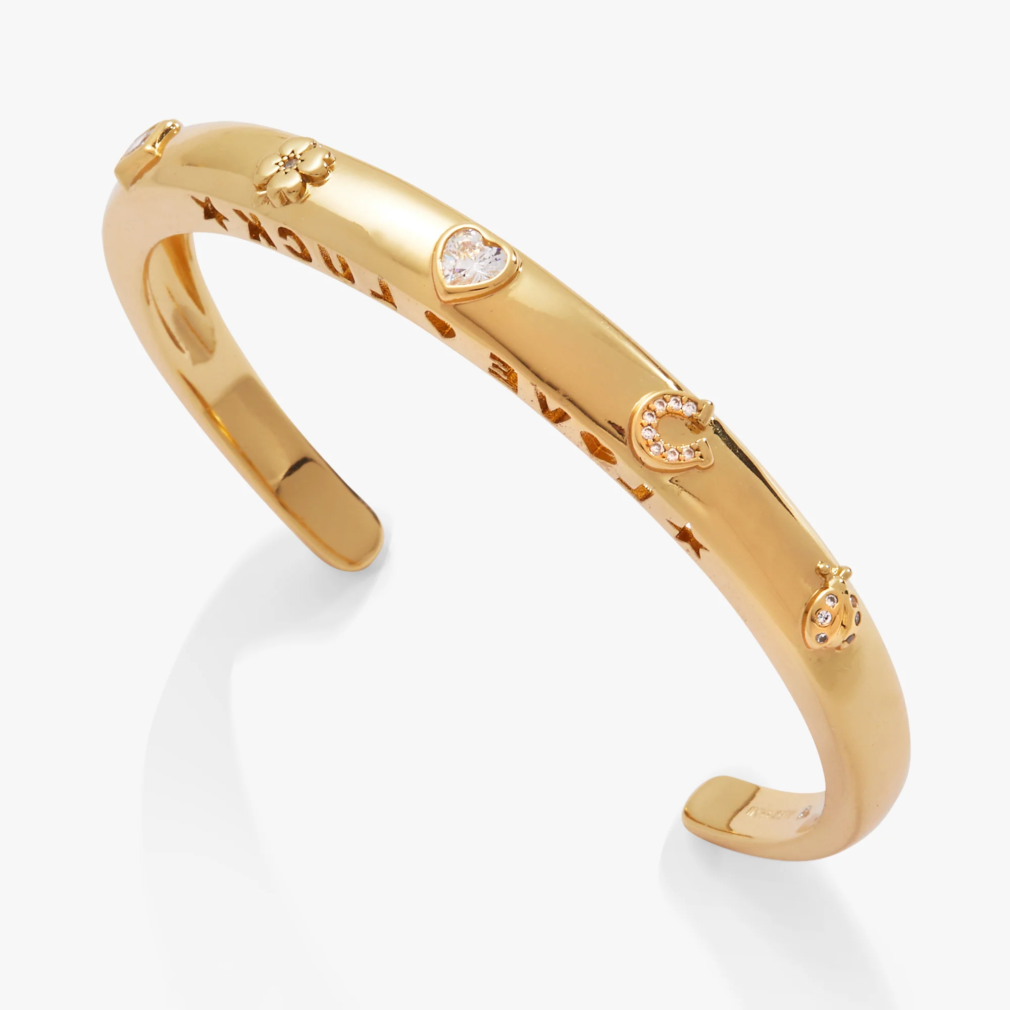 Image of Love and Luck Domed Open Cuff Bracelet