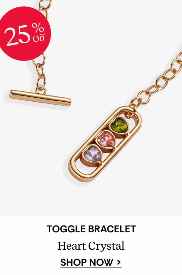 Shop Heart Crystal Toggle Bracelet