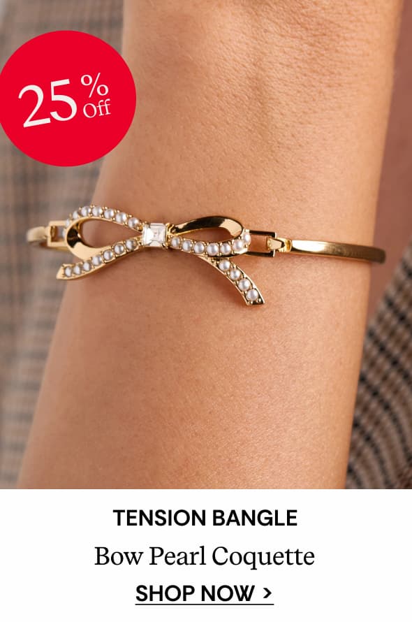 Shop Bow Pearl Coquette Tension Bangle