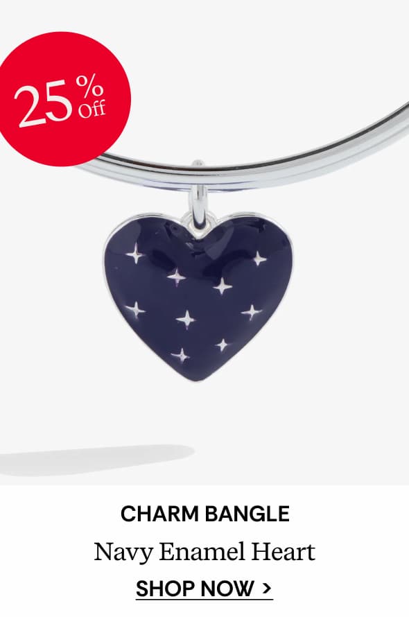 Shop Navy Enamel Heart Charm Bangle