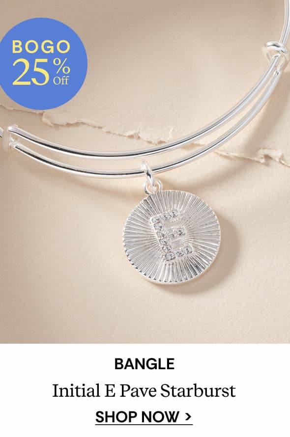 Shop Initial E Pave Starburst Texture Bangle