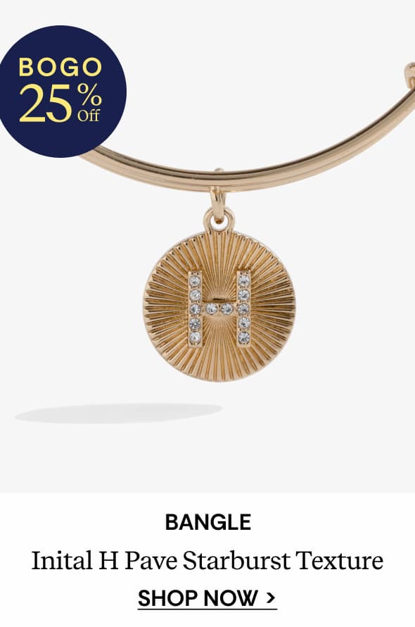 Shop Initial H Pave Starburst Texture Bangle