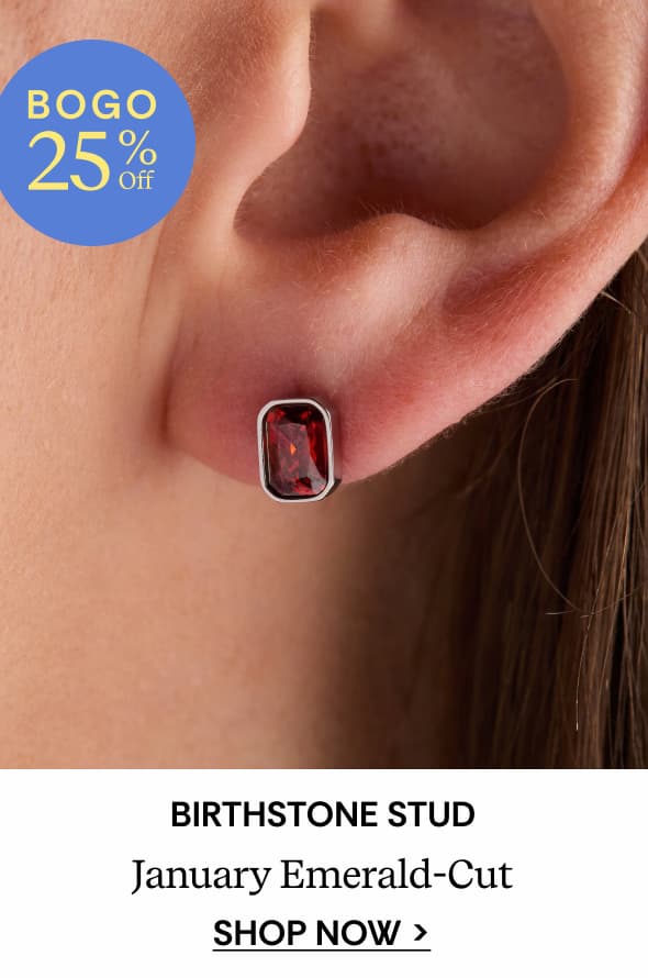 Shop January Emerald-Cut Birthstone Stud