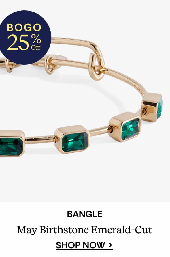 Shop May Birthstone Emerald Cut Bangle